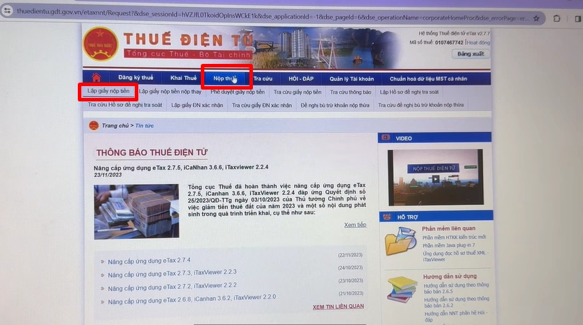 Cách nộp thuế môn bài online từng bước 03