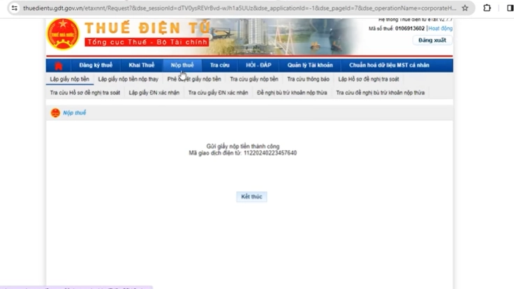 Cách nộp thuế môn bài online từng bước 10
