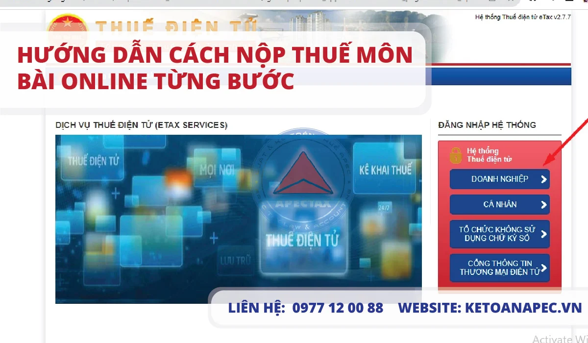 Hướng dẫn Cách nộp thuế môn bài online từng bước (có hình minh họa)