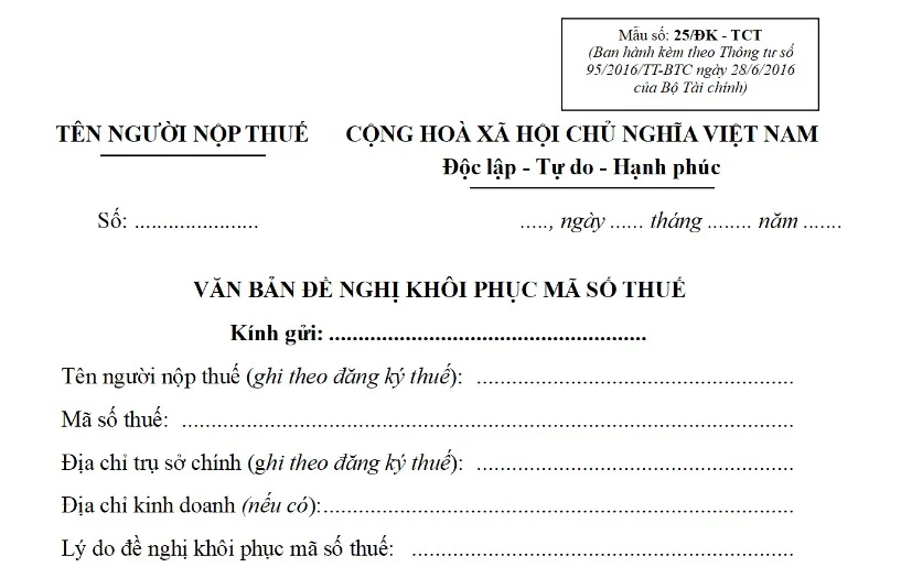 Hướng dẫn mở lại mã số thuế bị đóng gồm thủ tục