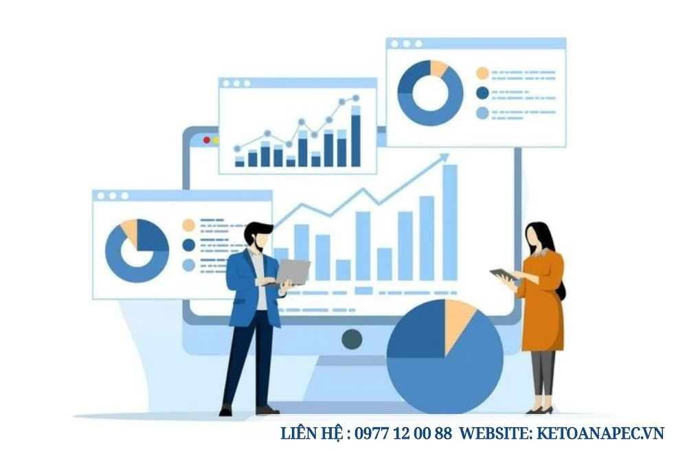 Hình minh họa tài liệu kế toán và biểu đồ báo cáo thuế