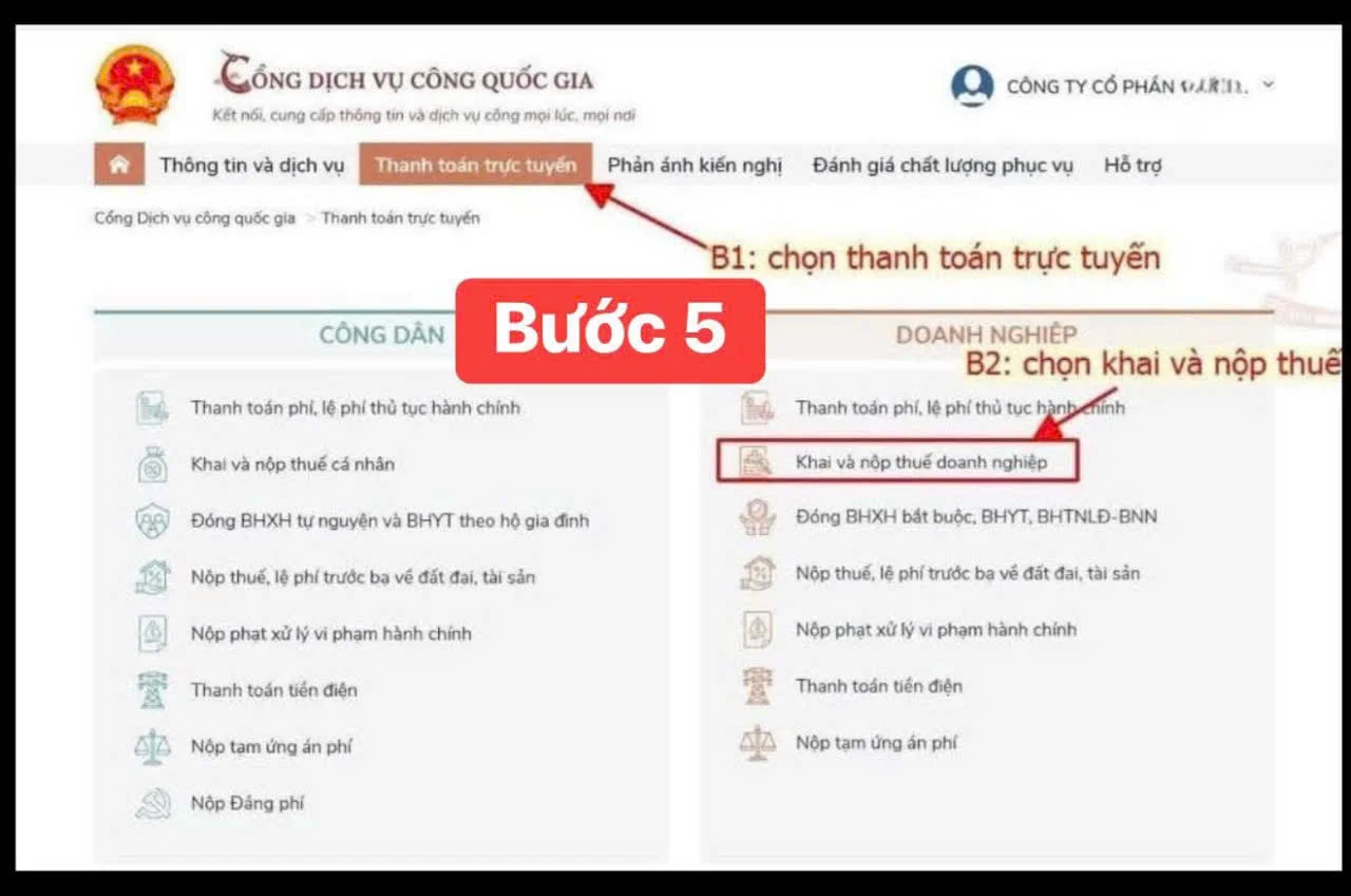 Bước 5 cách khai nộp thuế tạm thời cho doanh nghiệp chưa được cấp mã định danh sau 01/7/2025