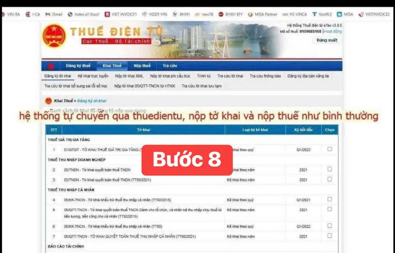 Bước 8 cách khai nộp thuế tạm thời cho doanh nghiệp chưa được cấp mã định danh sau 01/7/2025
