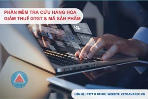Giao diện phần mềm tra cứu hàng hóa và thuế GTGT trên màn hình laptop