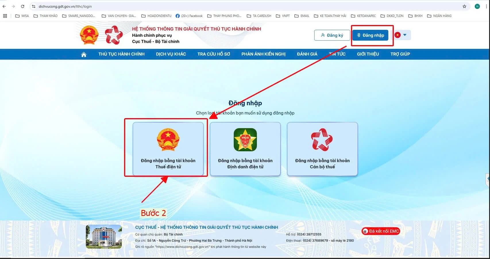 Bước 2 hướng dẫn nộp báo cáo