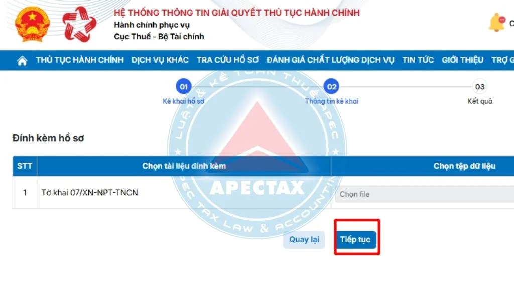đăng ký người phụ thuộc trên dịch vụ công