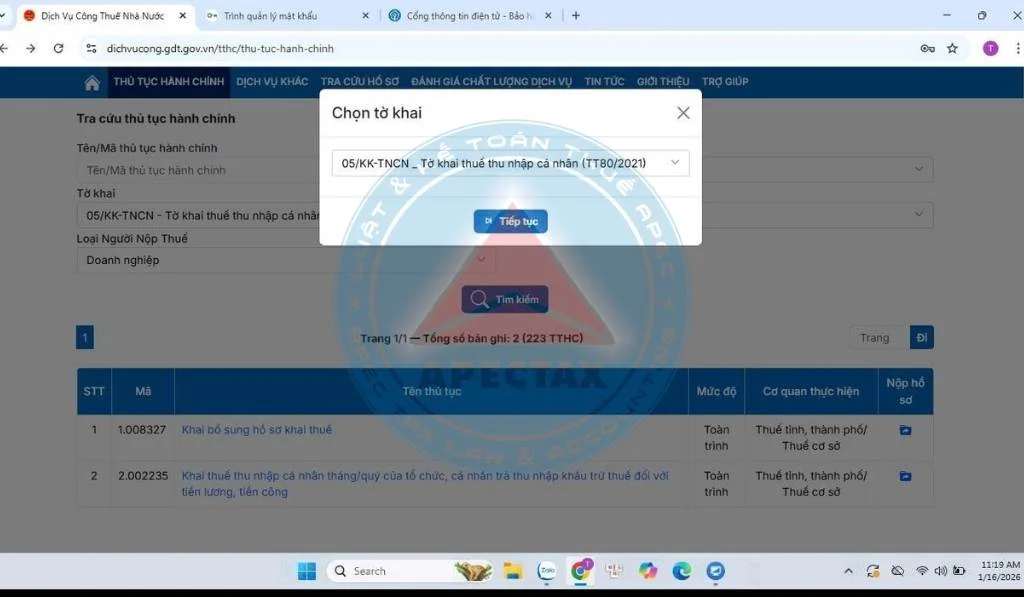 Hướng dẫn nộp tờ khai thuế thu nhập cá nhân