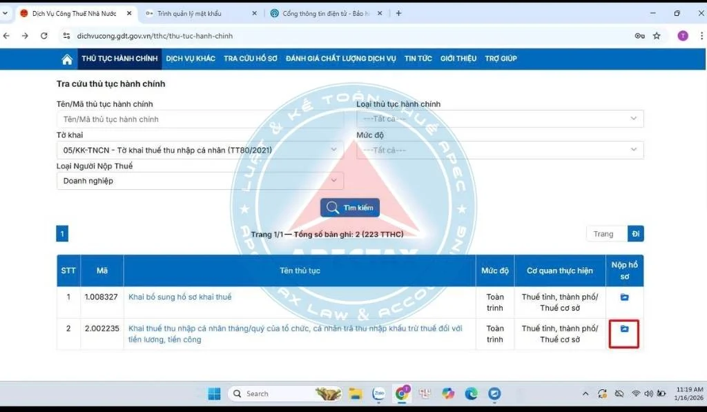 Hướng dẫn nộp tờ khai thuế thu nhập cá nhân