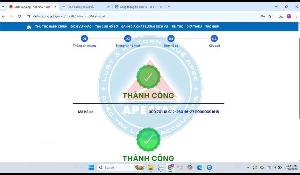 Hướng dẫn nộp tờ khai thuế thu nhập cá nhân