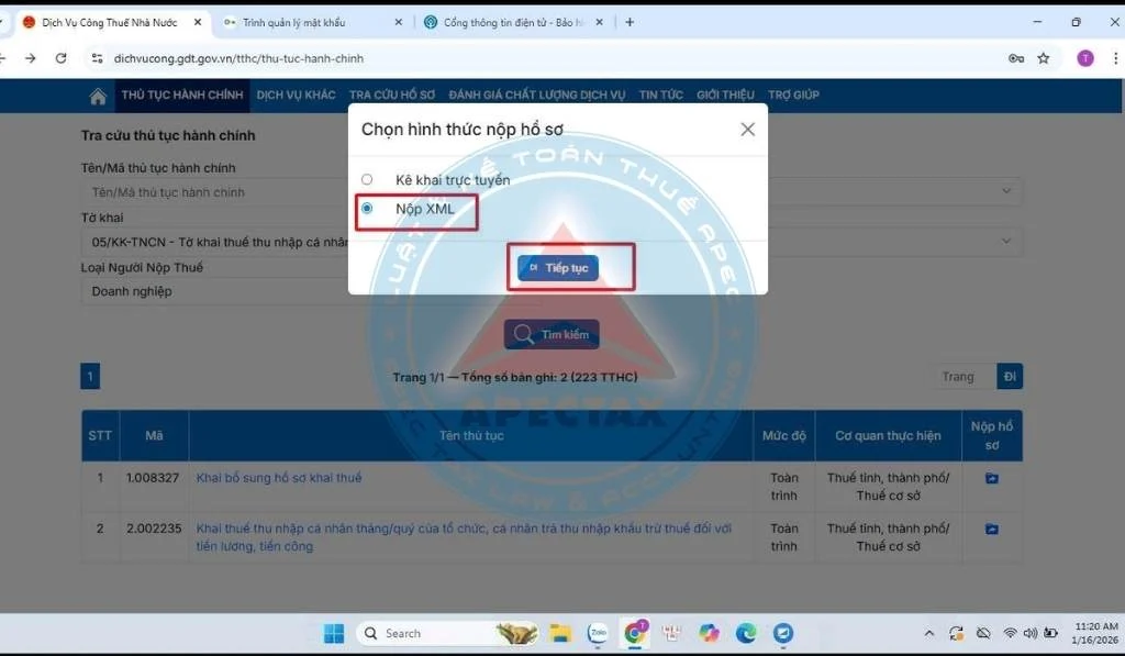 Hướng dẫn nộp tờ khai thuế thu nhập cá nhân
