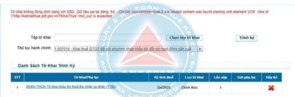 nộp và xử lý lỗi khi nộp Tờ khai thuế TNCN