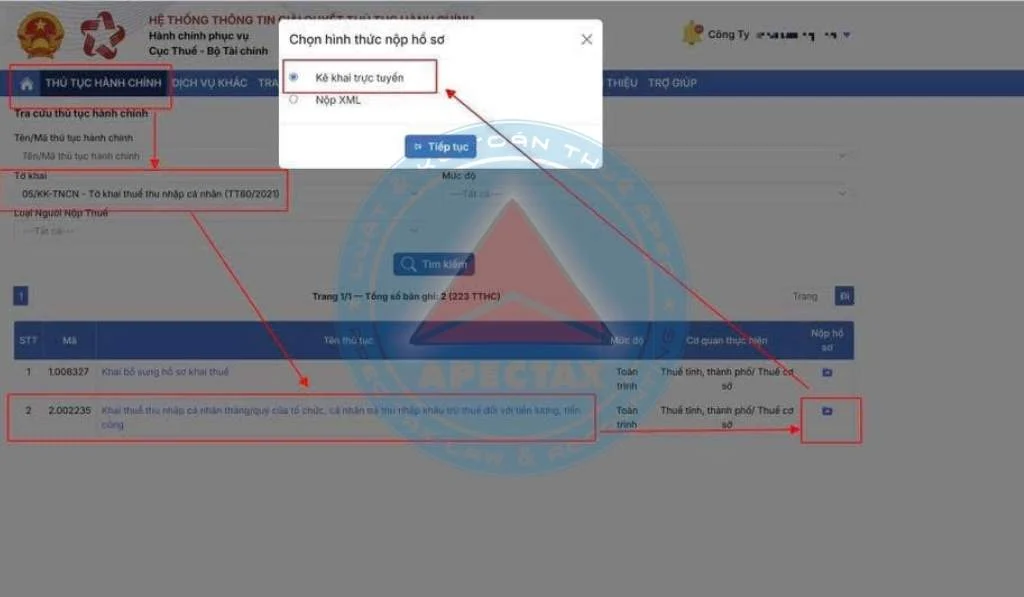 nộp và xử lý lỗi khi nộp Tờ khai thuế TNCN