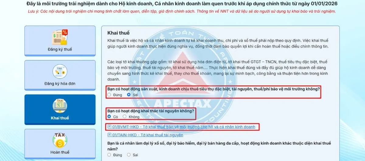 kế toán hộ kinh doanh kê khai thuế bảo vệ môi trường
