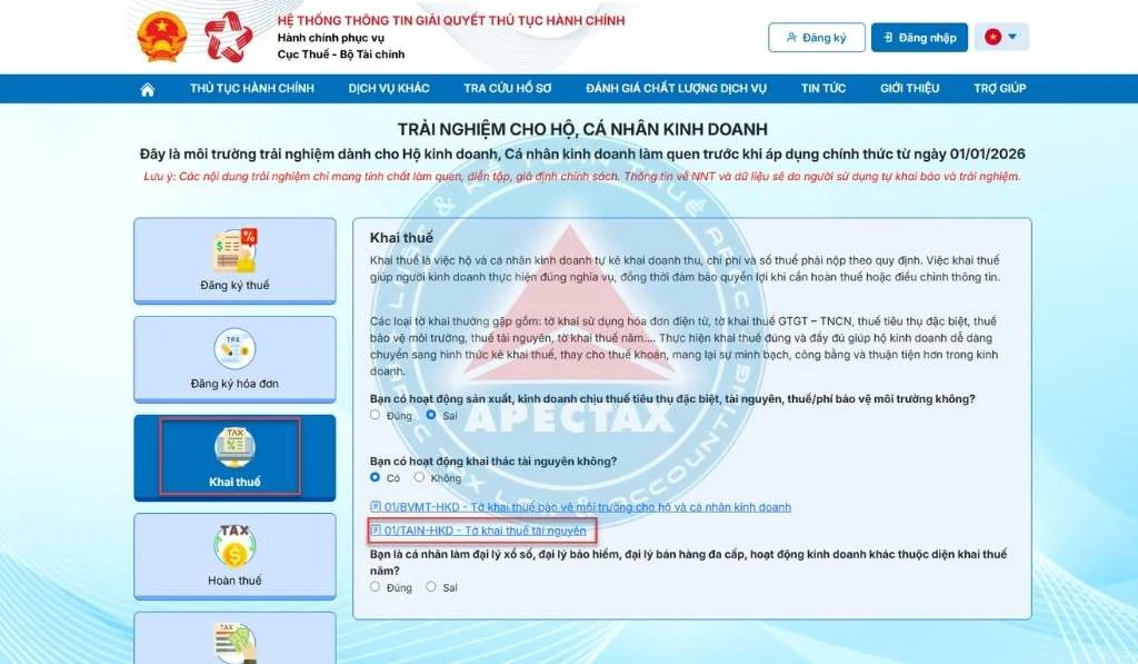 kế toán hộ kinh doanh kê khai thuế tài nguyên