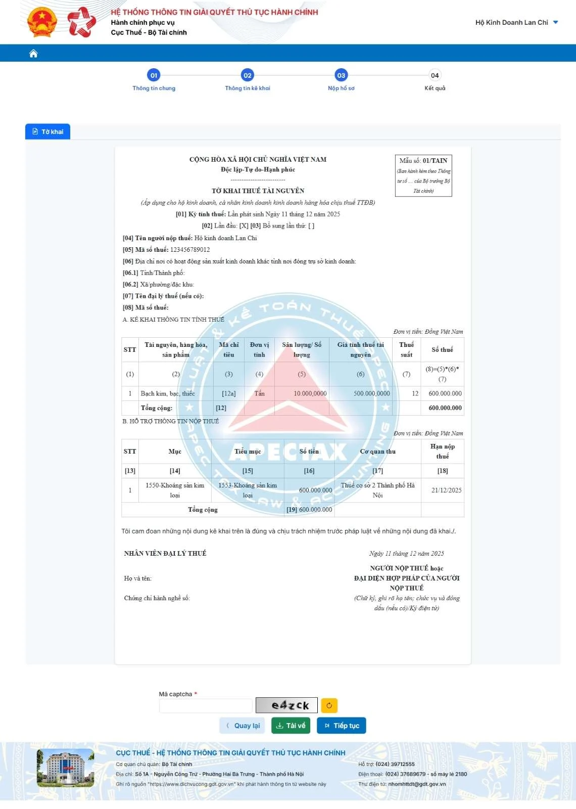 kế toán hộ kinh doanh kê khai thuế tài nguyên