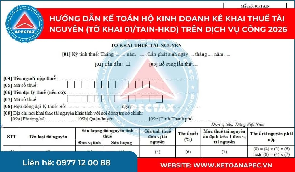 kế toán hộ kinh doanh kê khai thuế tài nguyên