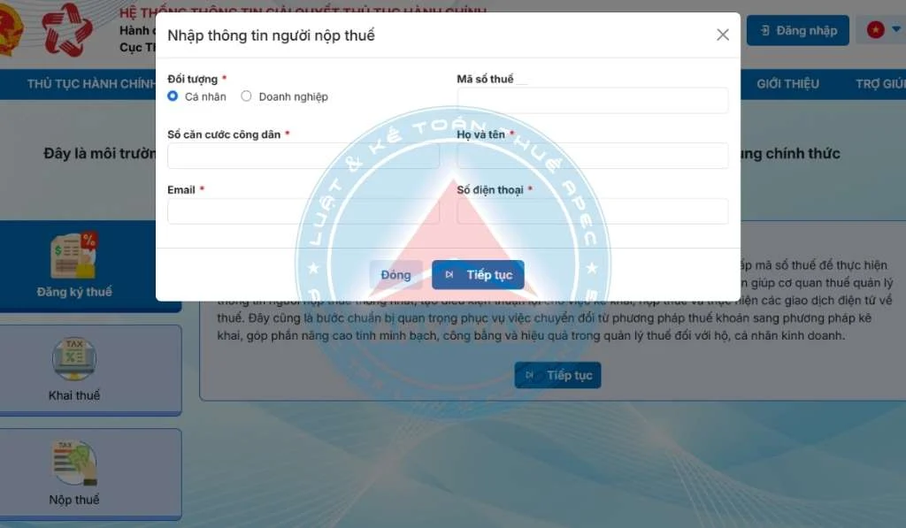 kế toán hộ kinh doanh kê khai Tờ khai 01/CNKD