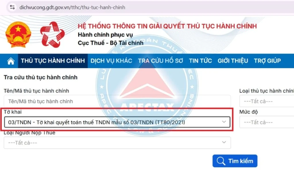 nộp Tờ khai 03/TNDN và Báo cáo tài chính