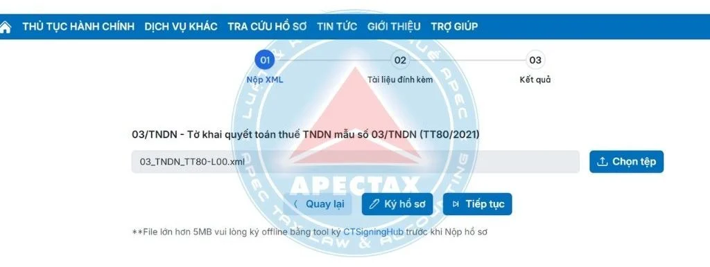 nộp Tờ khai 03/TNDN và Báo cáo tài chính