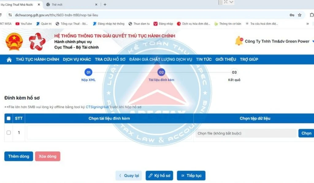 nộp Tờ khai 03/TNDN và Báo cáo tài chính