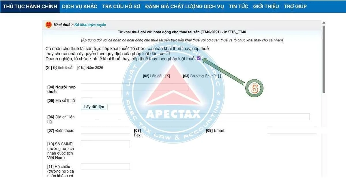 Hướng dẫn nộp tờ khai cho thuê tài sản trên Dịch vụ công năm 2026