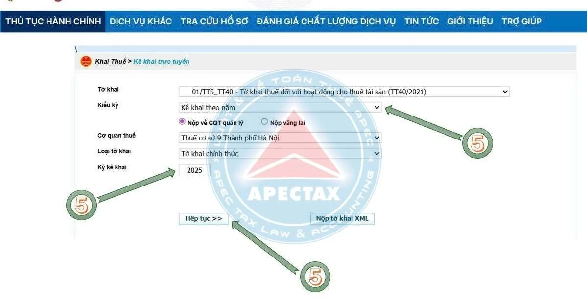 Hướng dẫn nộp tờ khai cho thuê tài sản trên Dịch vụ công năm 2026