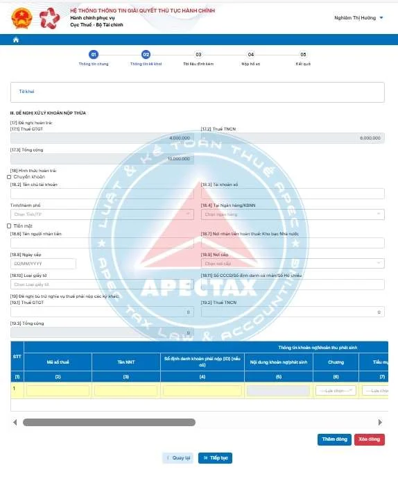 kế toán hộ kinh doanh lập đề nghị hoàn thuế
